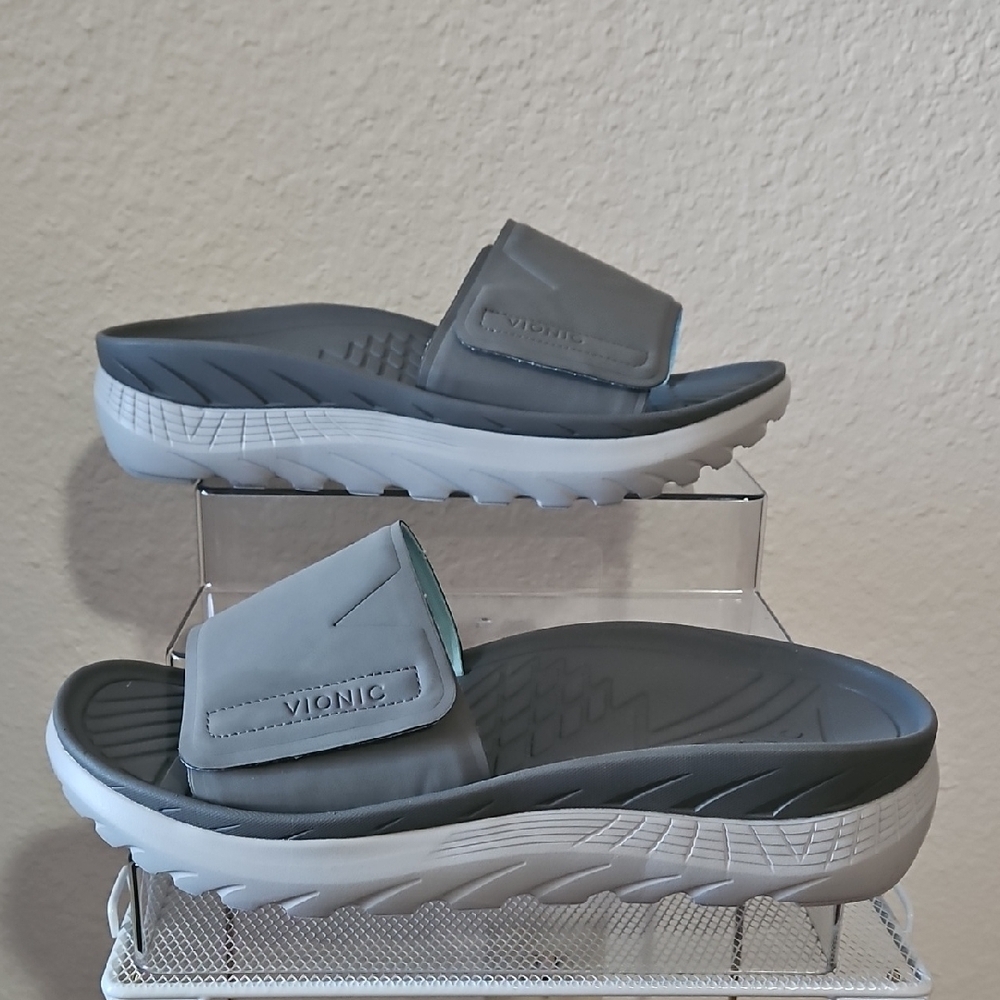 Vionic Unisex Charcoal Slide Sandals Size W 11/ M 9.5